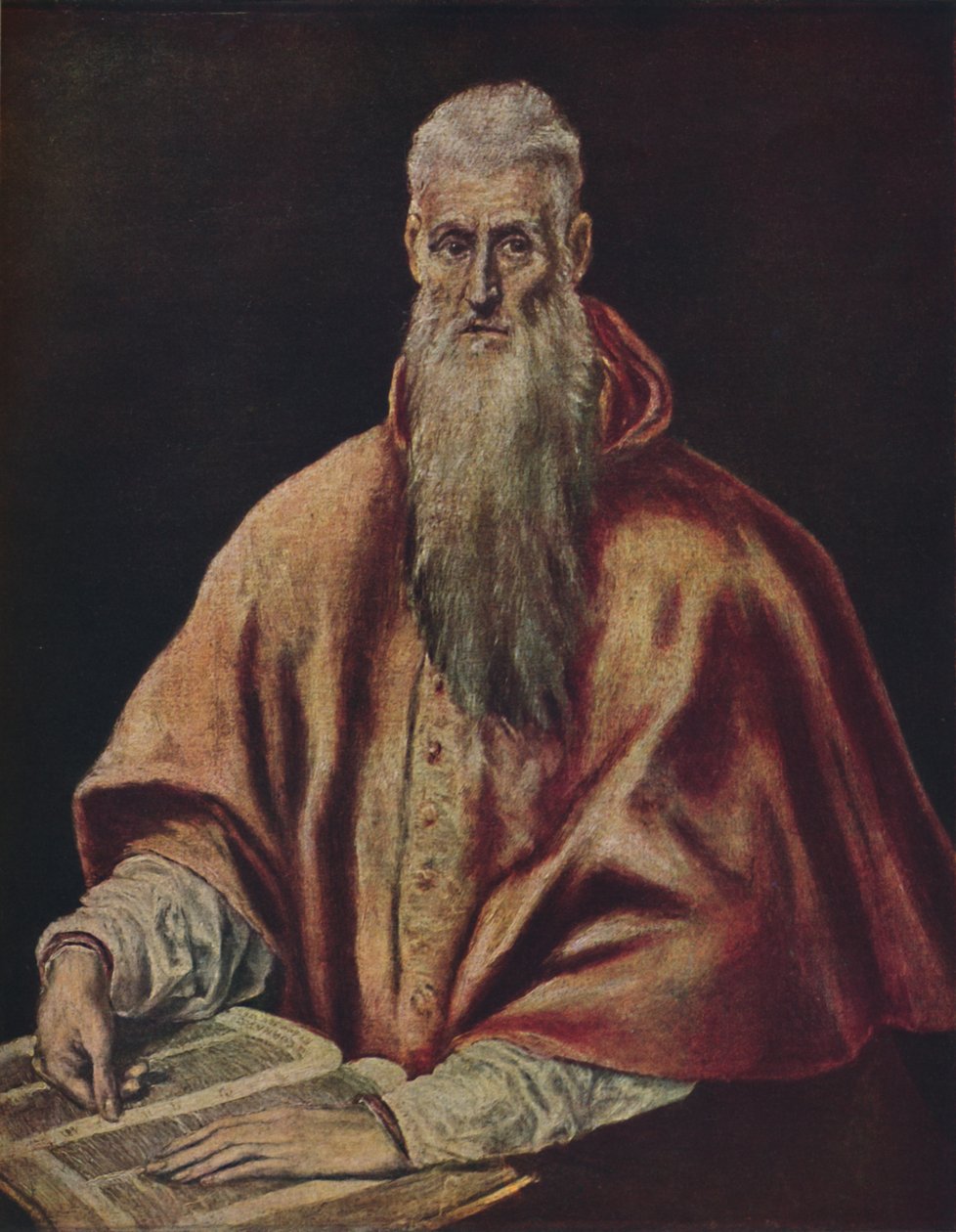 Saint Hieronymus som kardinal, Saint Hieronymus som kardinal, c1590-1600, 1938 av El Greco