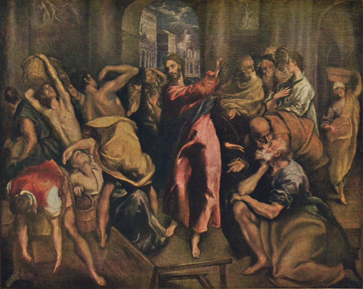 Die Tempelreinigung, Christ Cleansing the Temple, c1570, 1938 av El Greco