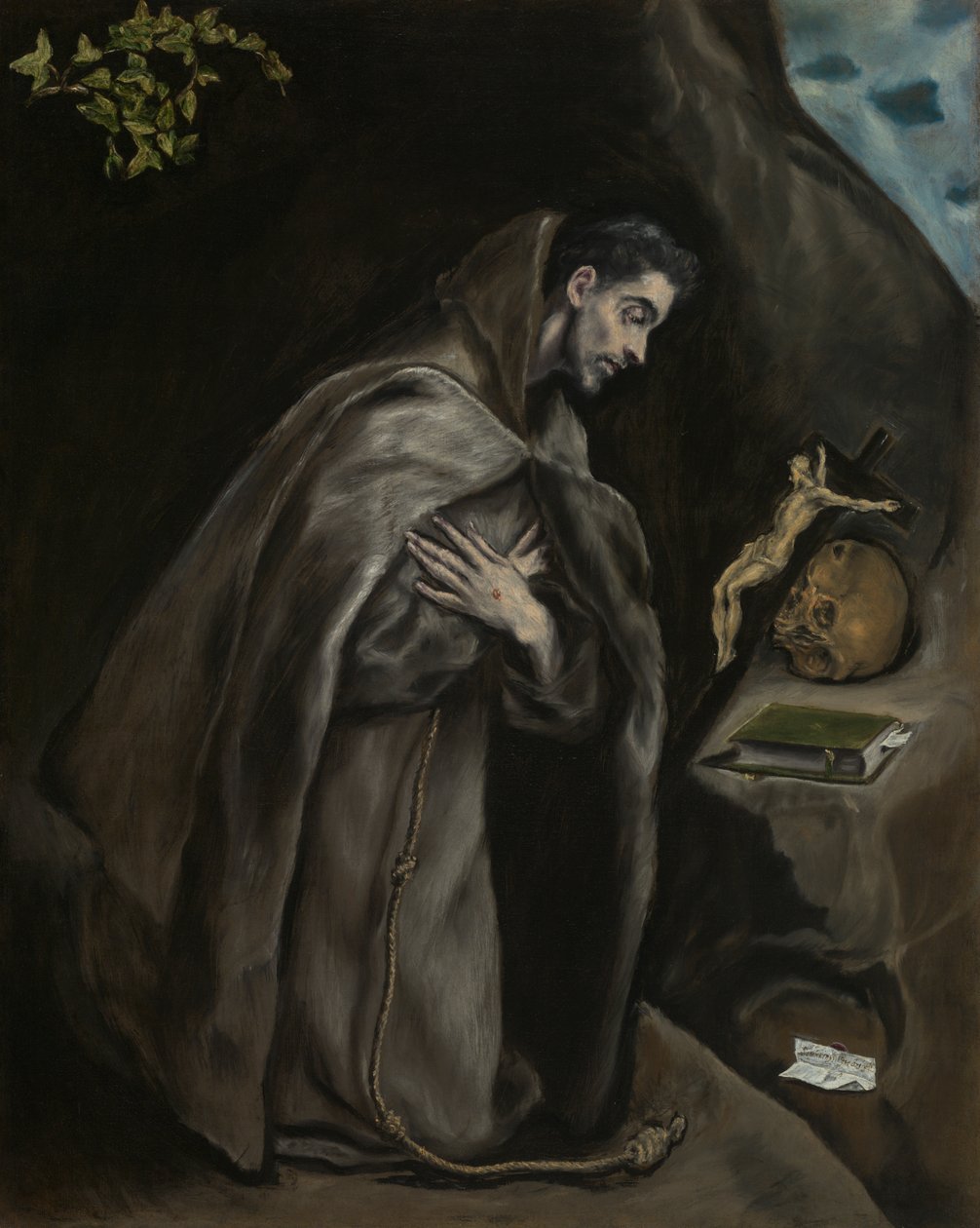 Sankt Franciskus knäböjande i meditation av El Greco