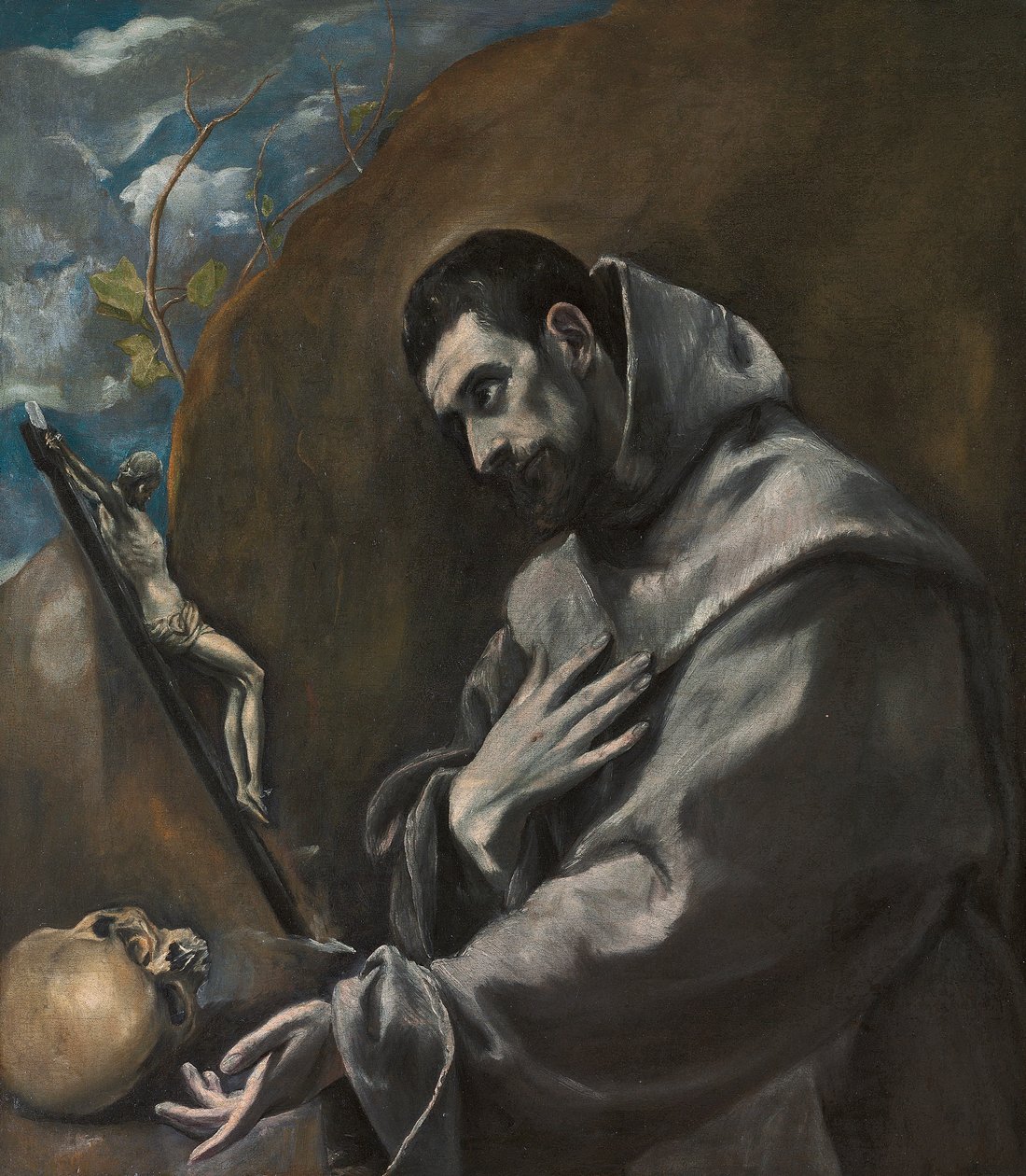 Den helige Franciskus av Assisi i meditation av El Greco