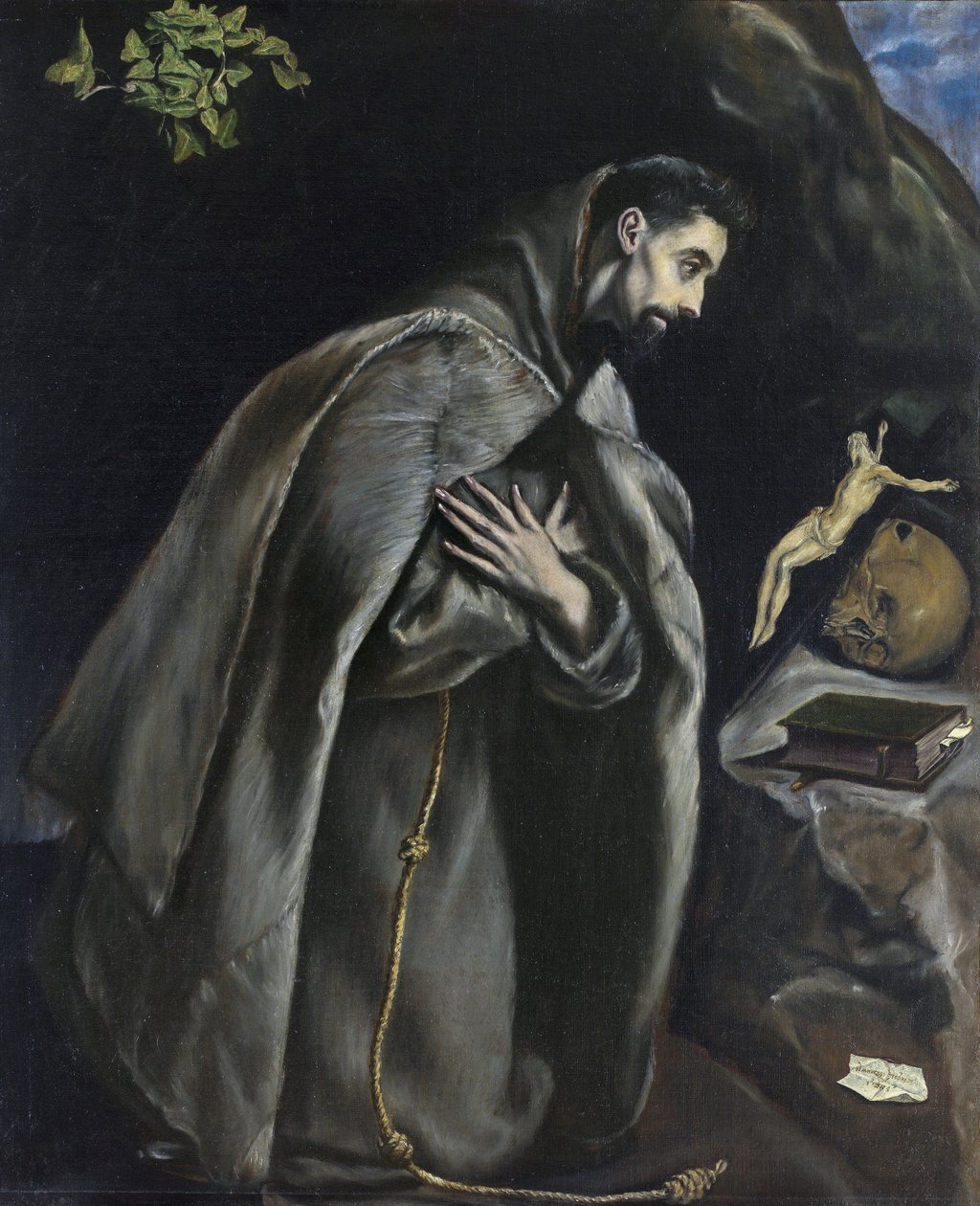 St Franciskus i bön före krucifixet av El Greco