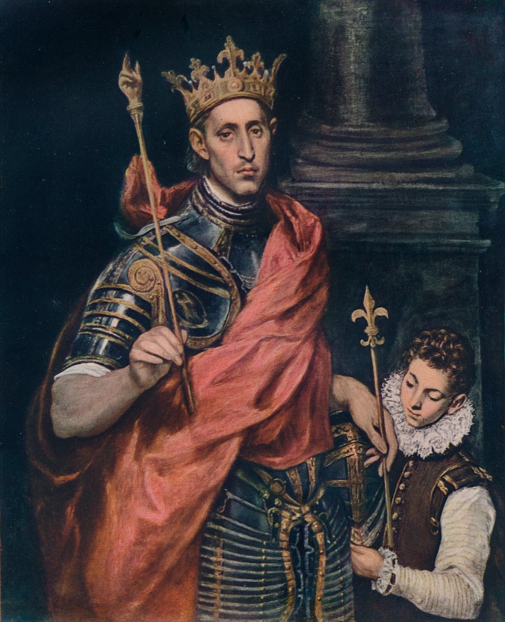 St Louis kung av Frankrike med en sida, c1590 av El Greco