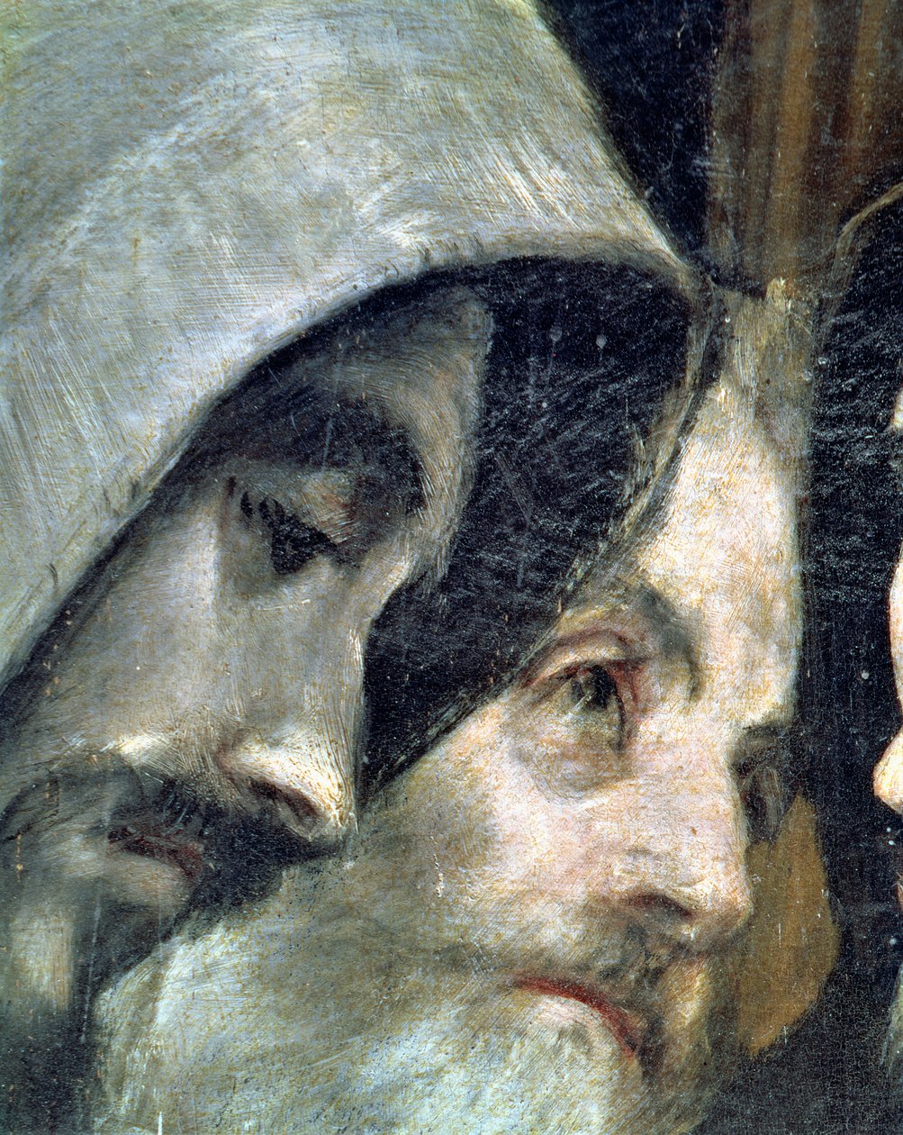 Begravningen av greve Orgaz, från en legend från 1323, detalj av franciskanerna, 1586-88 olja på duk detalj av 44240 av El Greco