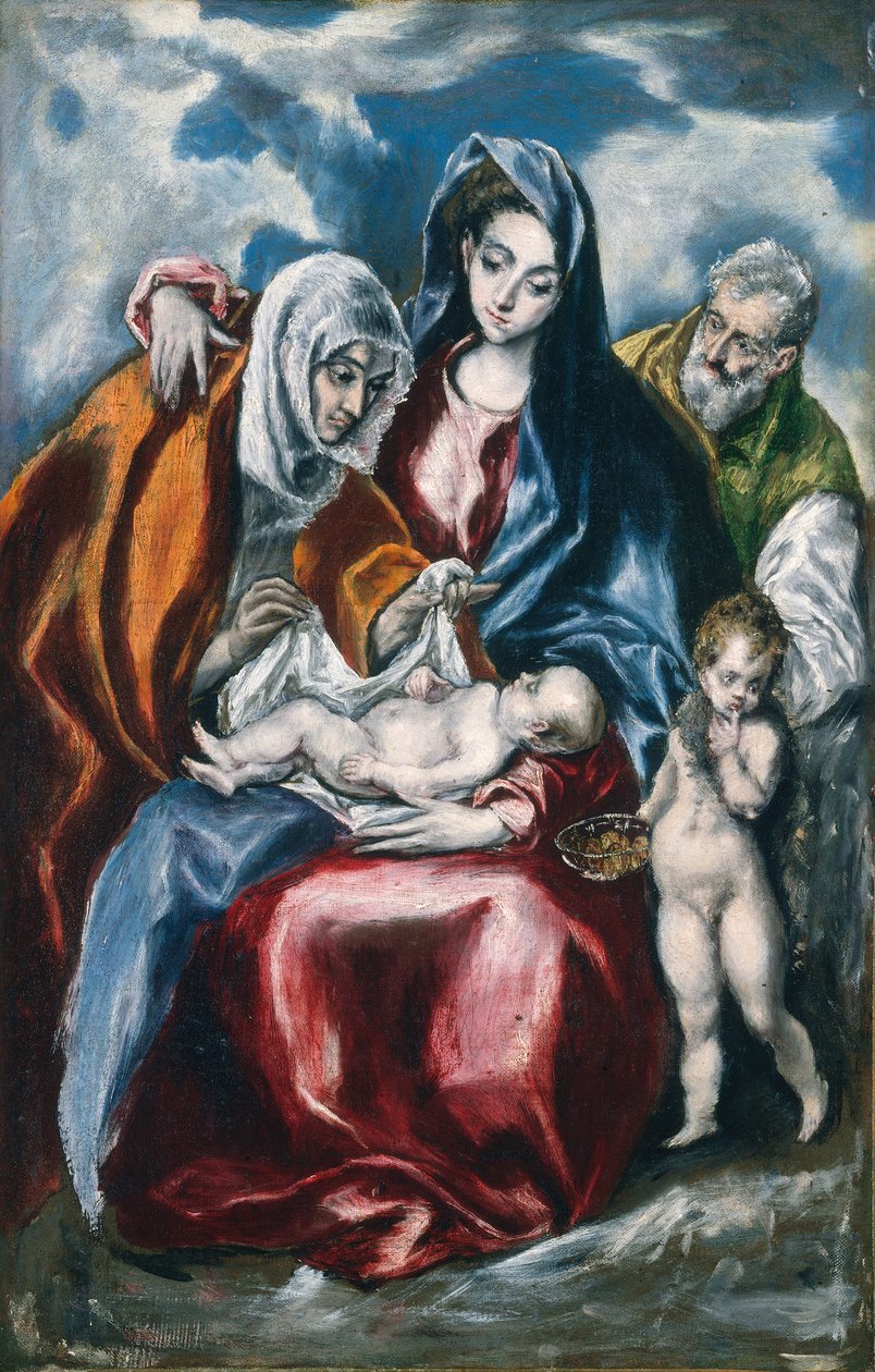 Den heliga familjen med Saint Anne och spädbarnet Johannes döparen, ca 1595-1600 av El Greco