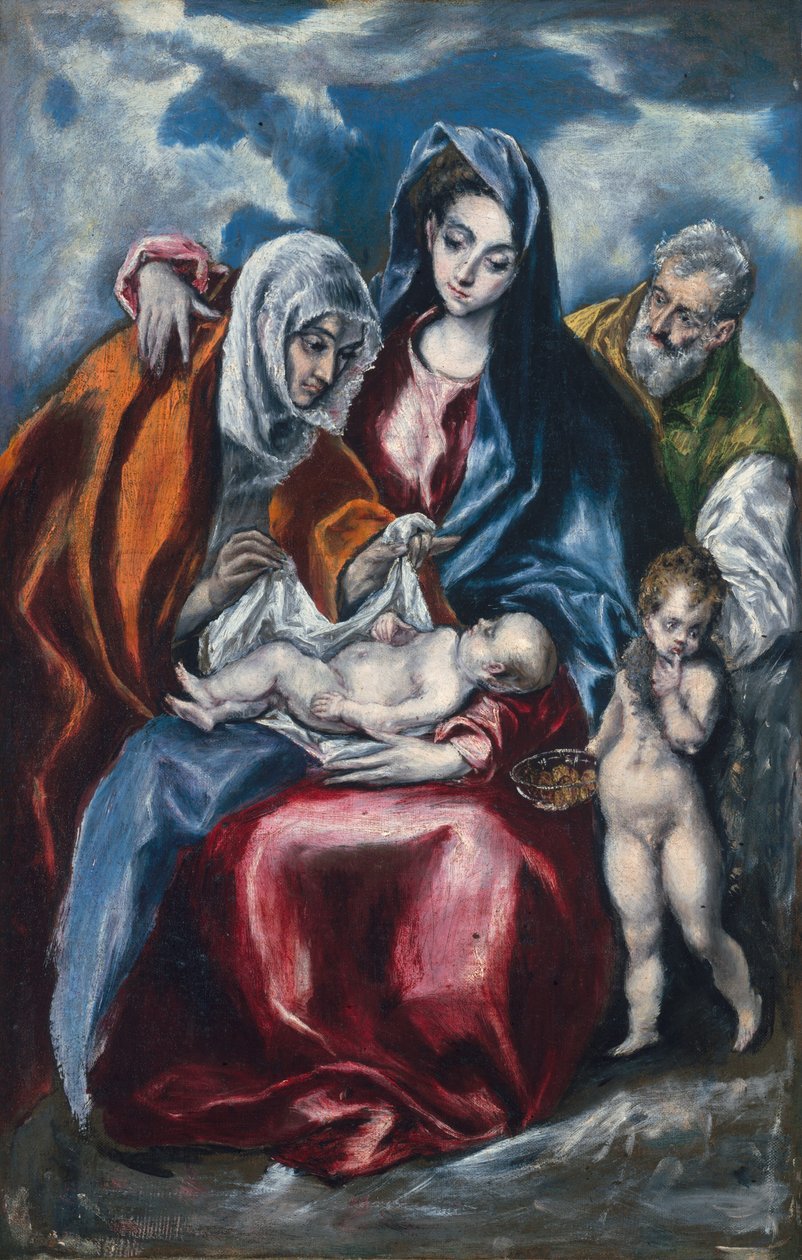 Den heliga familjen med Saint Anne och spädbarnet Johannes döparen, ca. 15951600. av El Greco