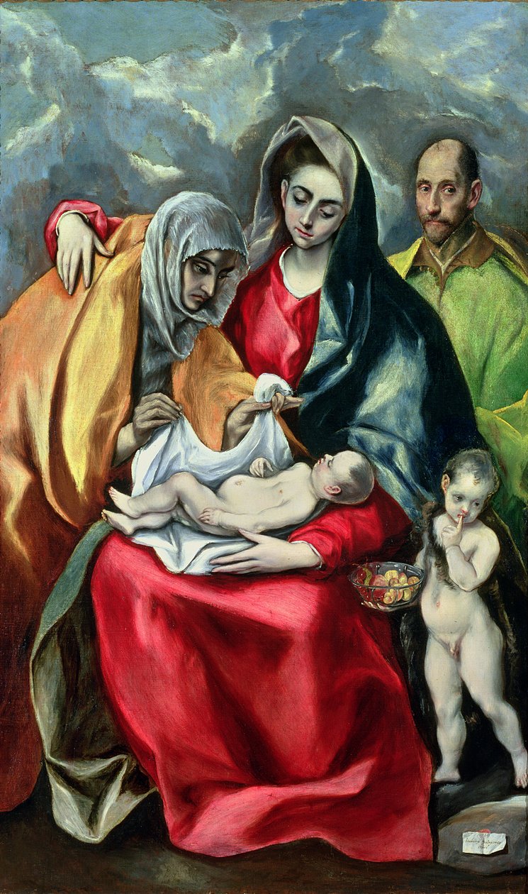 Den heliga familjen med St.Elizabeth, 1580-85 av El Greco