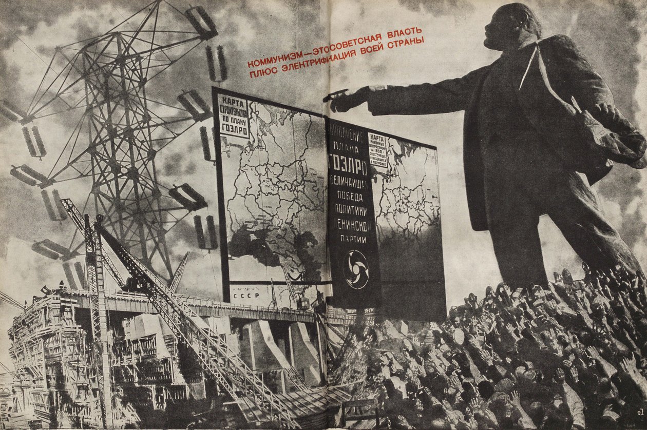 Kommunismen är den sovjetiska regeringen plus elektrifieringen av hela landet, 1933. av Eliezer Markowich Lissitzky