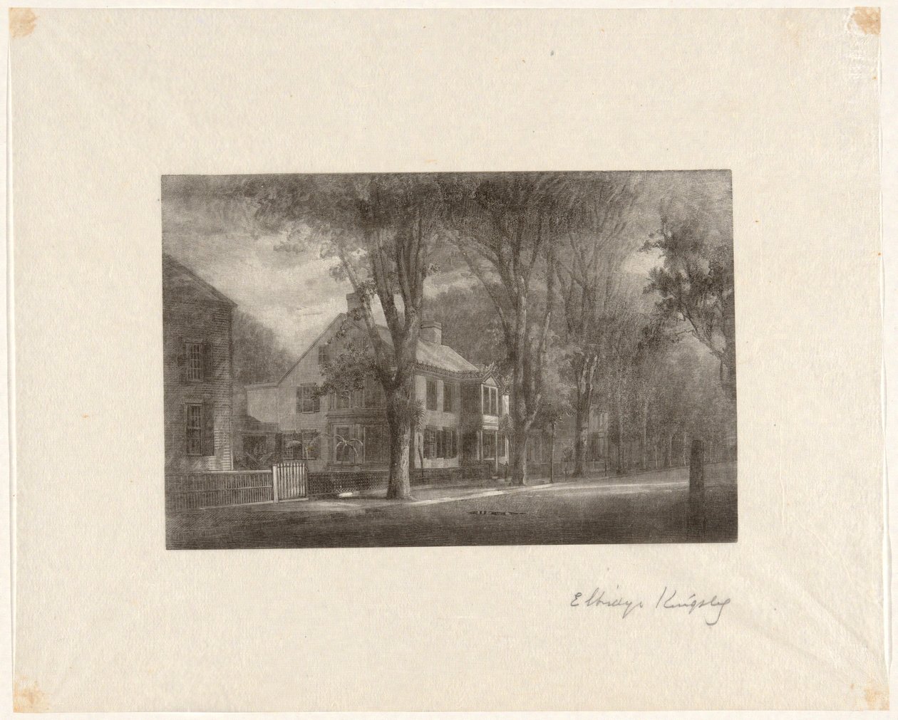 Untitled [Hus på en trädkantad gata] av Elbridge Kingsley