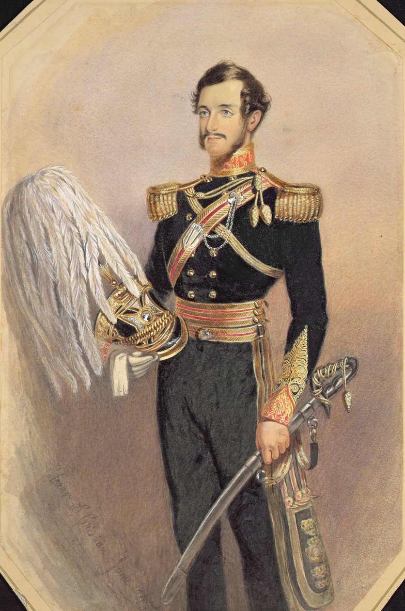 Porträtt av en officer i full militärklänning, 1840 (wc med gummi arabicum på papper) av Eleanor Cristian