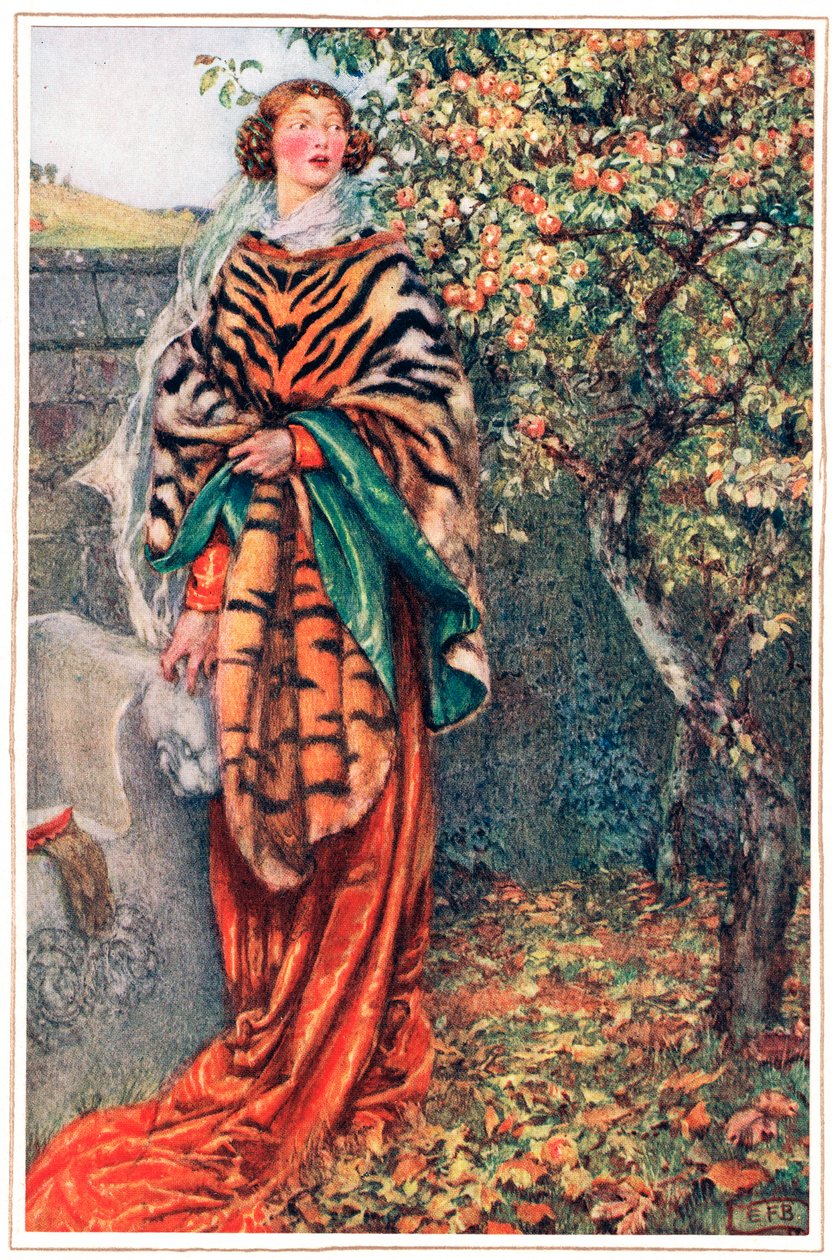 På vilken kungen hade tittat tomt på henne och gått förbi, illustration från "Idylls of the King" av Alfred Tennyson (1809-92), publicerad av Hodder & Stoughton av Eleanor Fortescue Brickdale