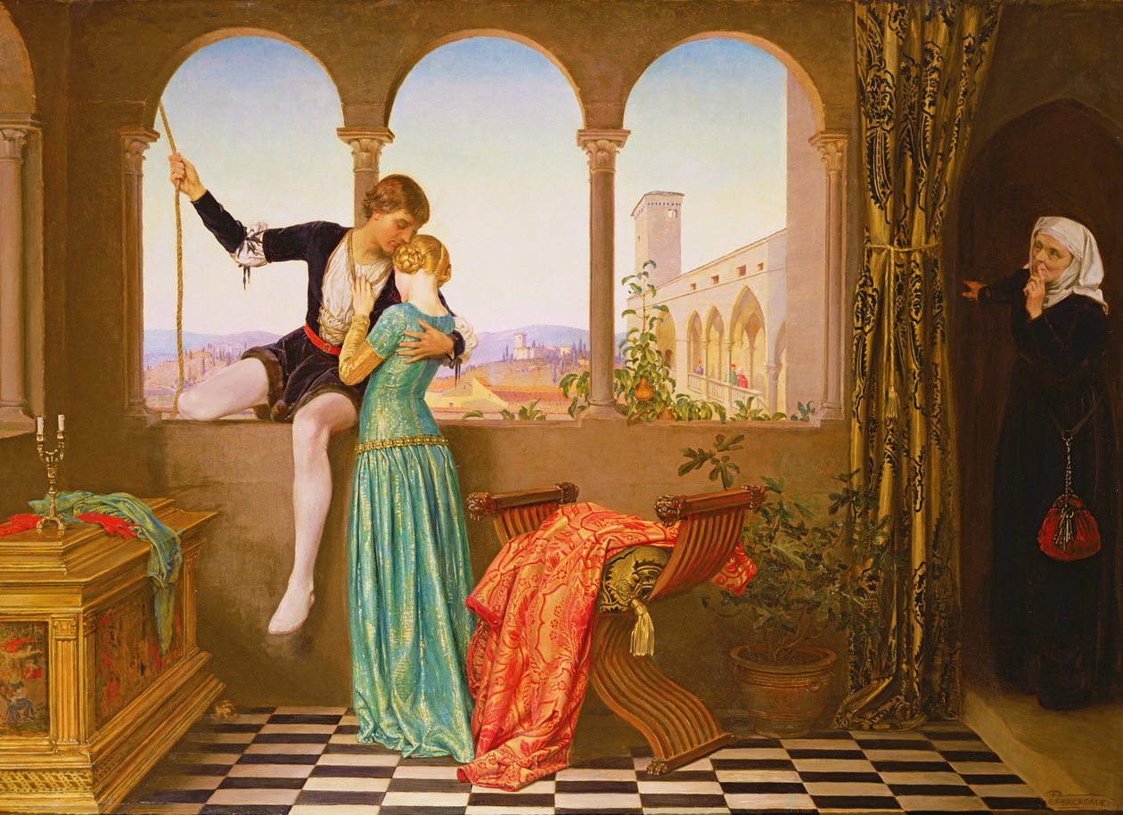 Farväl - en kyss och jag kommer ner (olja på duk) av Eleanor Fortescue Brickdale