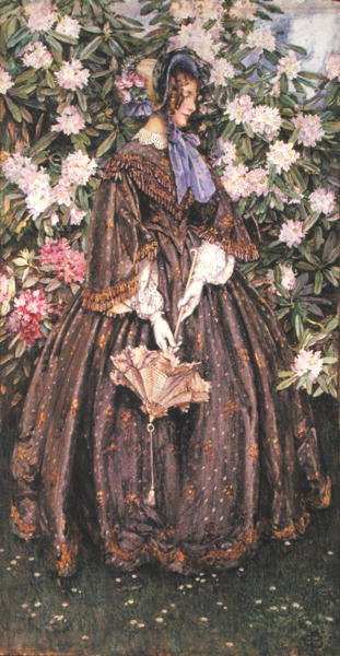 Dam med ett parasoll (akvarell på papper) av Eleanor Fortescue Brickdale