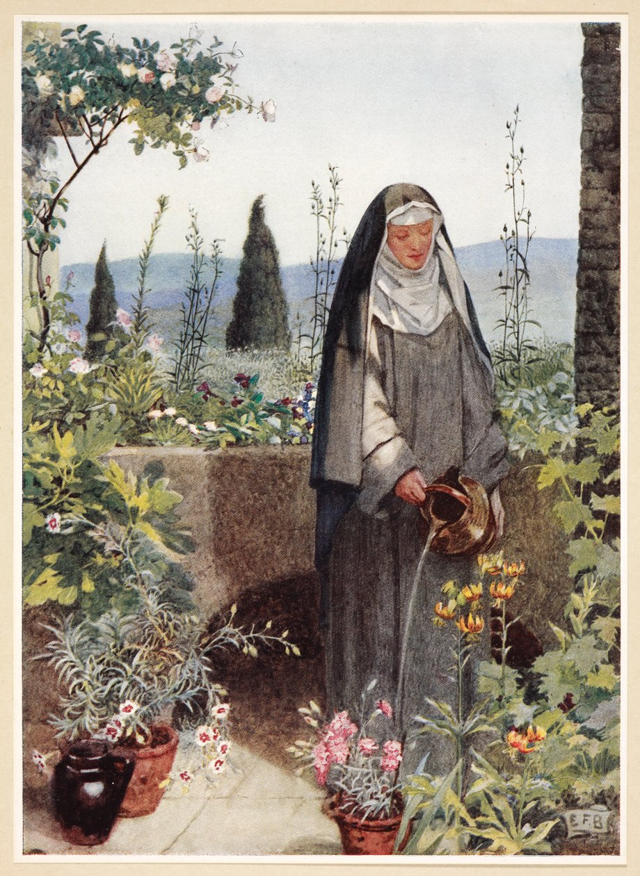 St Clare, från "den guld- boken av berömda kvinnor", pub. 1919 (lito i färg) av Eleanor Fortescue Brickdale