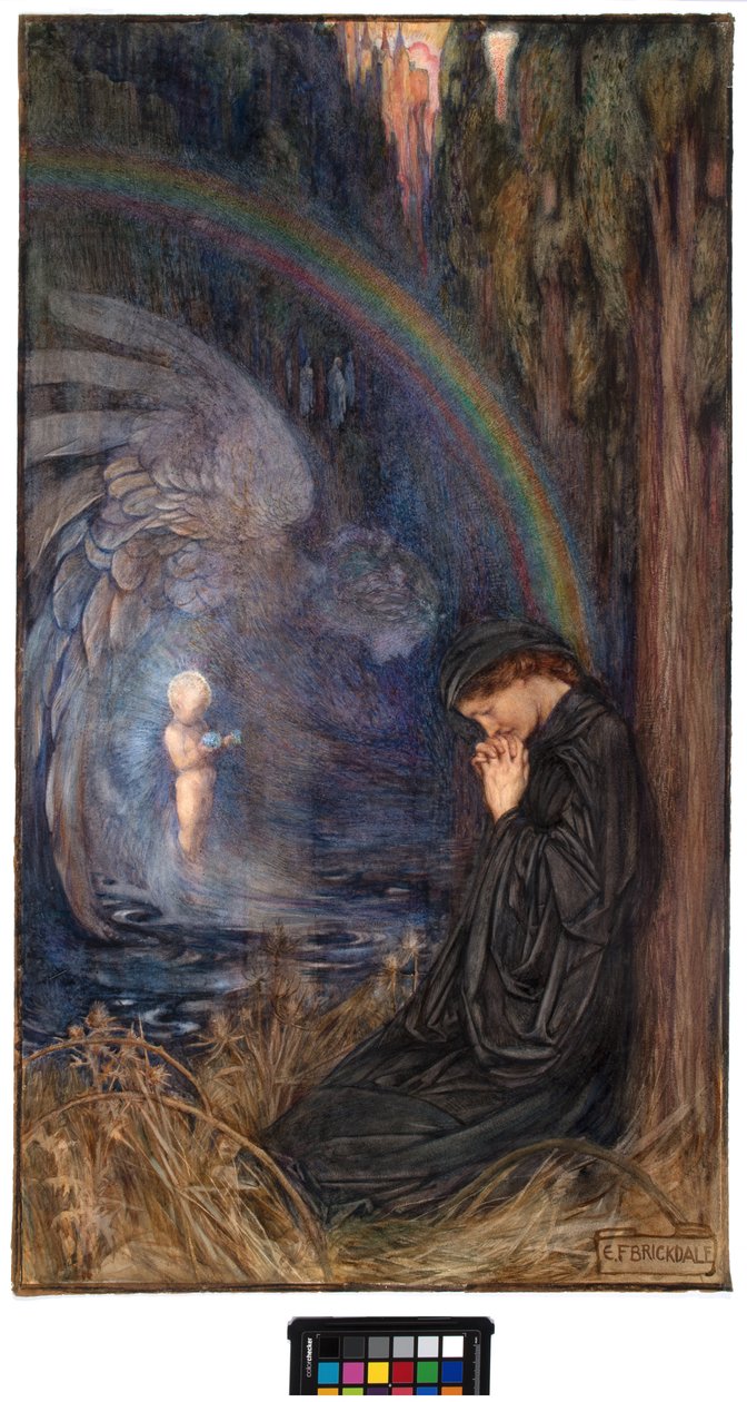 Det postuma barnet, ca 1904 (akvarell och gouache på papper) av Eleanor Fortescue Brickdale
