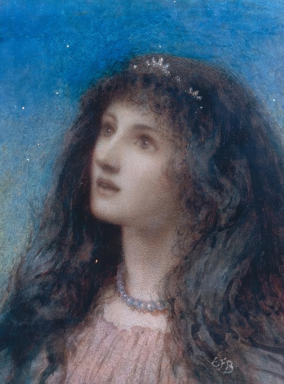 En ung flickas huvud på natten av Eleanor Fortescue Brickdale