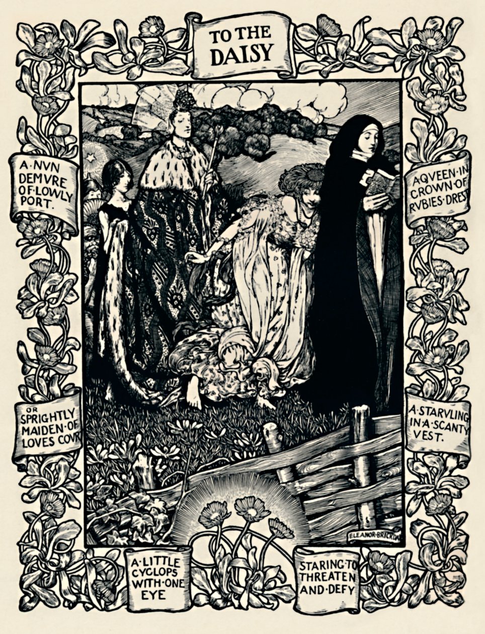 Illustration till Wordsworths Poem To The Daisy, nr 2, 1923 av Eleanor Fortescue Brickdale