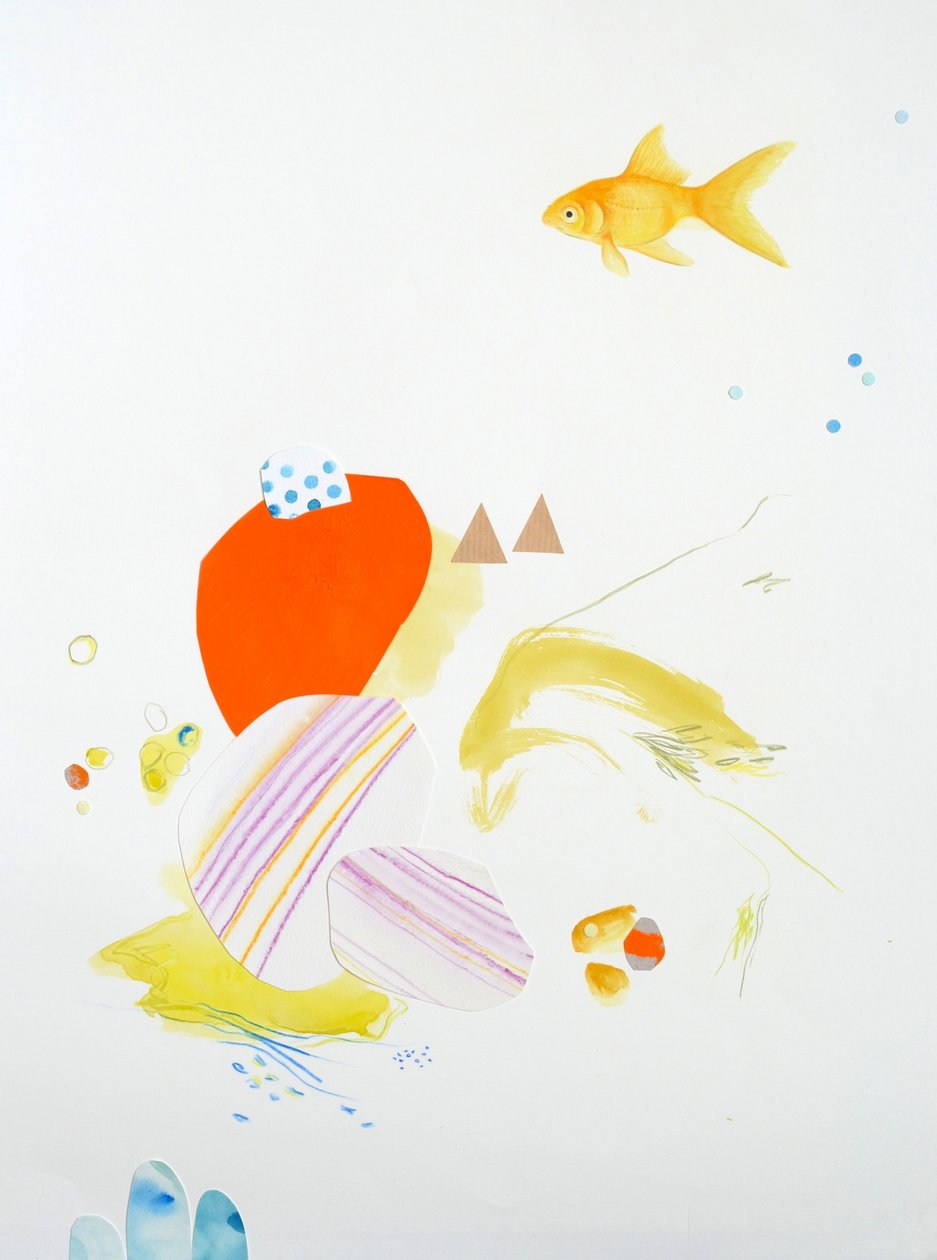 Fish Composition, 2015 (akvarell och collage på papper) av Eleanor Grafton