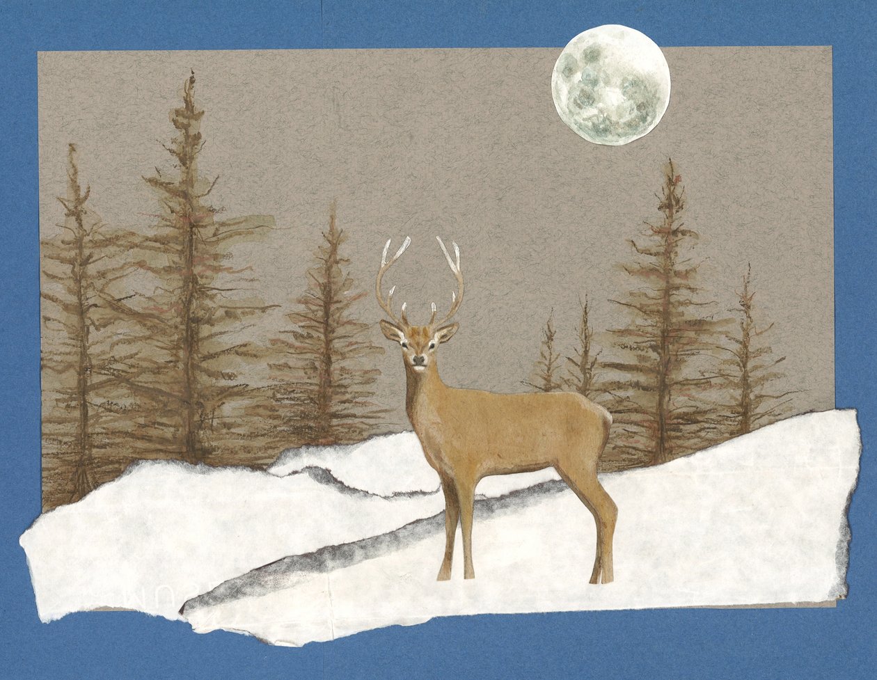 Night Encounter, 2012 (akvarell på papper och collage) av Eleanor Grafton