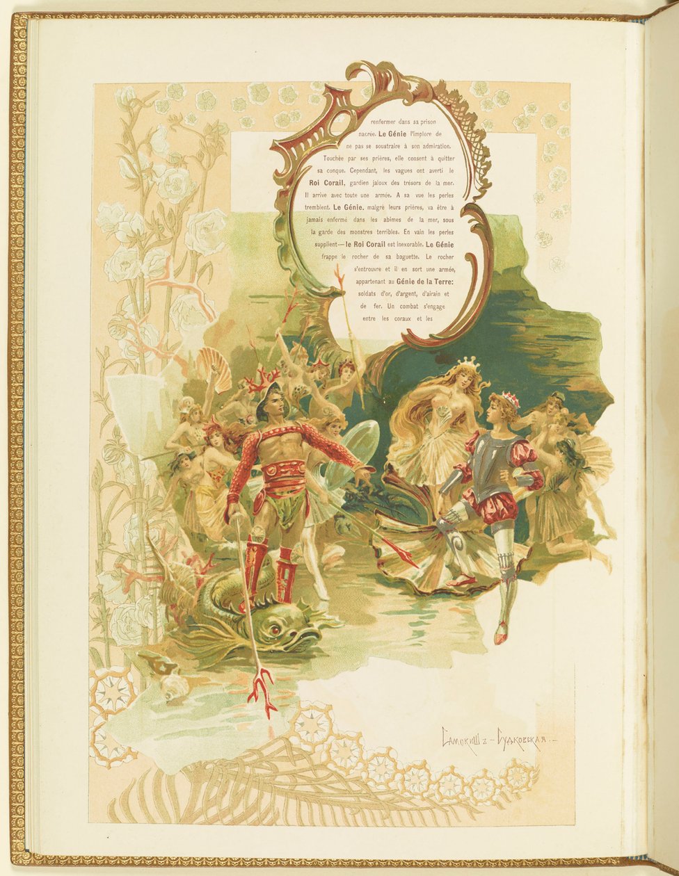 Program för balett La Perle av Marius Petipa och Riccardo Drigo, 1896. av Elena Petrovna Samokish Sudkovskaya