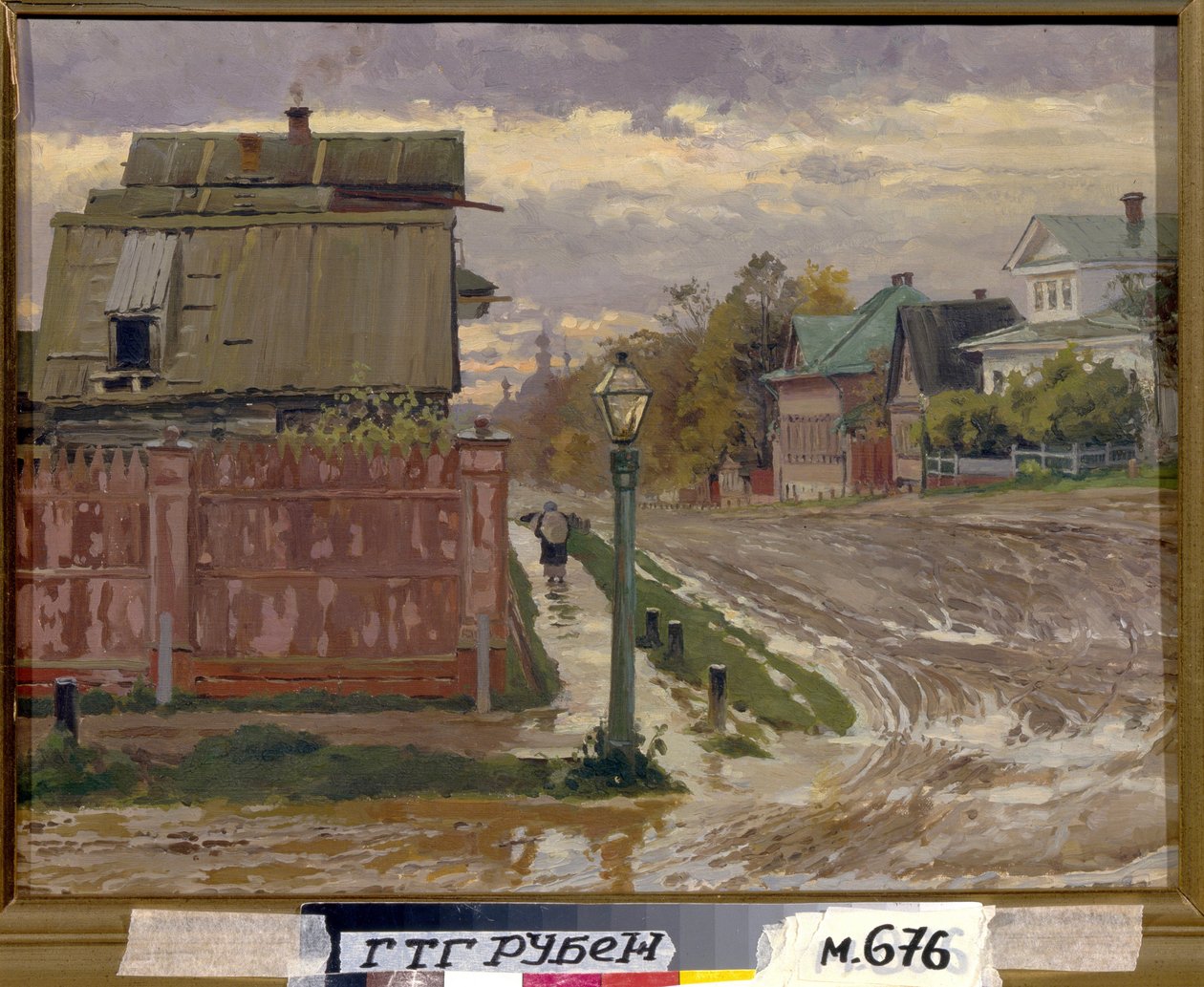 En gata i Moskva. (En gata i Moskva). Målning av Elena Dmitryevna Polenova (1850-1898), olja på duk. Rysk konst, sent 1800-tal. Statens Tretjakovgalleri, Moskva. av Elena Polenova
