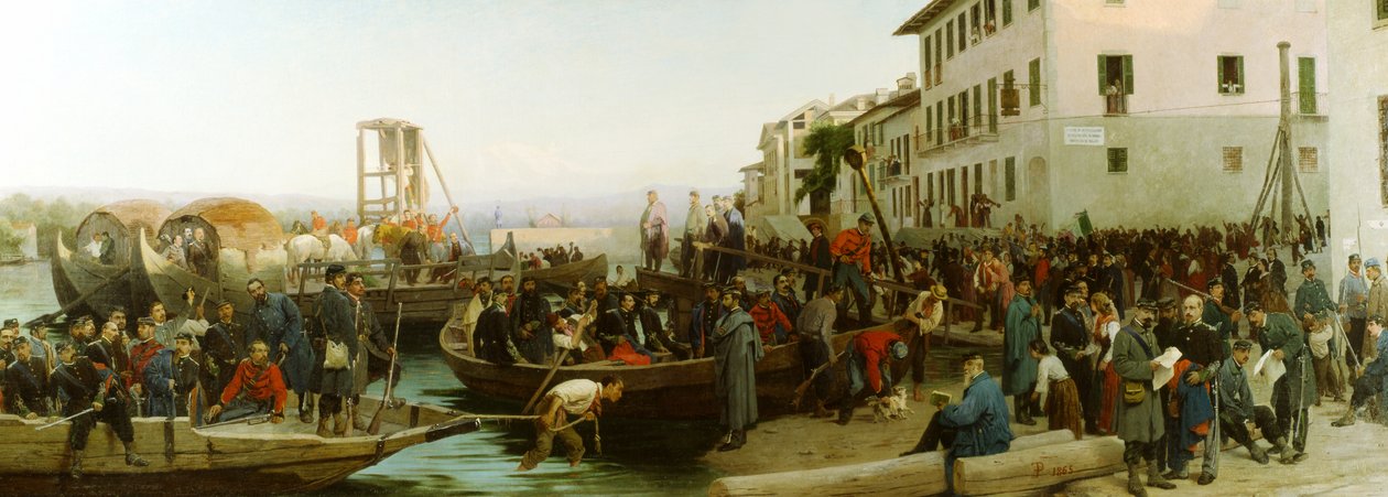 Landningen vid Sesto Calende den 26 april 1859, 1865 av Eleuterio Pagliano