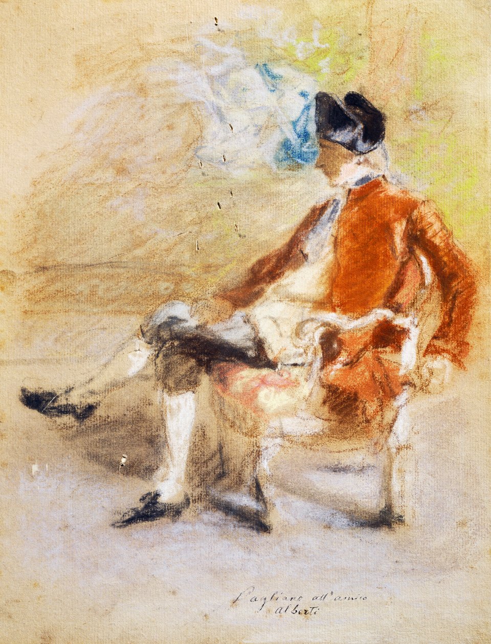 Figur i 1700-talsdräkt, ca 1890 (pastell på papper) av Eleuterio Pagliano