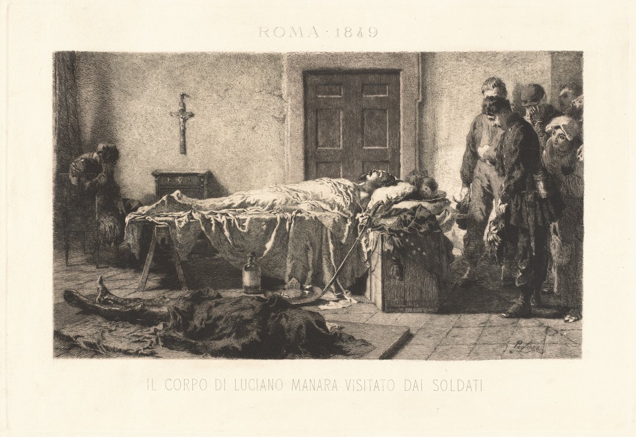 Luciano Manaras kropp besöks av soldater av Eleuterio Pagliano