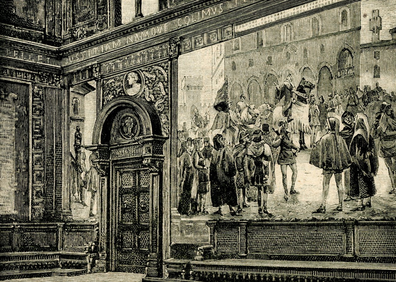Freskerna i den stora salen i Barnabiternas palats, av Elia Bonci (1866-1953), Macerata, Marche, Italien av Elia Bonci
