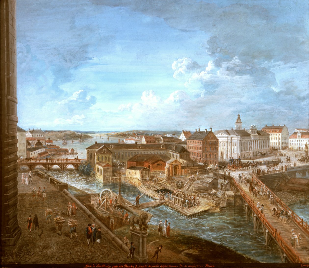 Utsikt över Stockholm från Kungliga slottet (gouache på duk) av Elias Martin