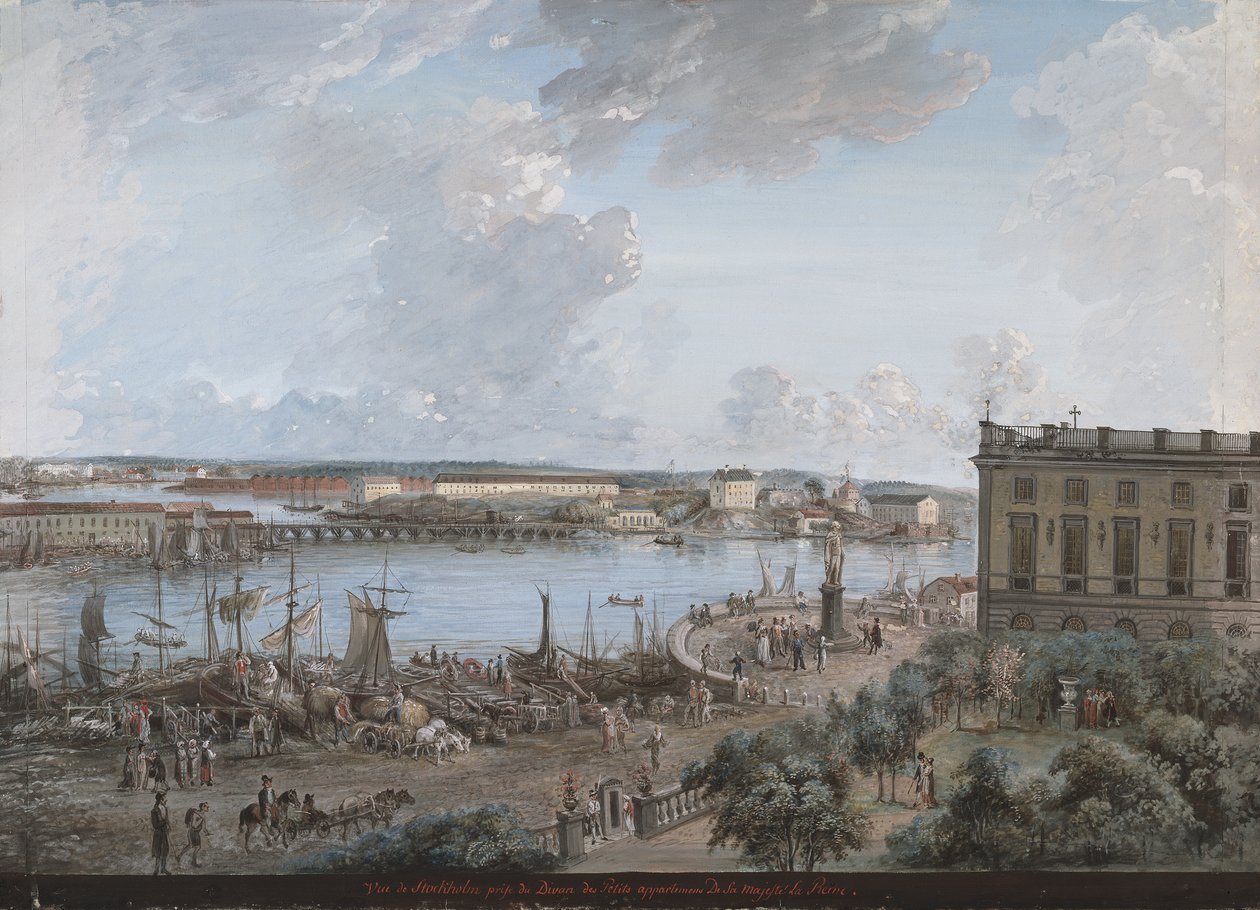 Utsikt över Stockholm från Kungliga slottet (gouache på duk) av Elias Martin