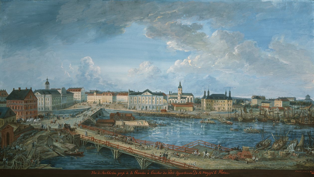 Utsikt över Stockholm från Kungliga slottet, 1801 (gouache på duk) av Elias Martin