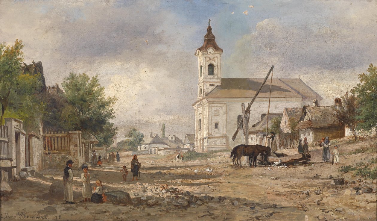 En kyrkogård med en fontän av Elias van Bommel