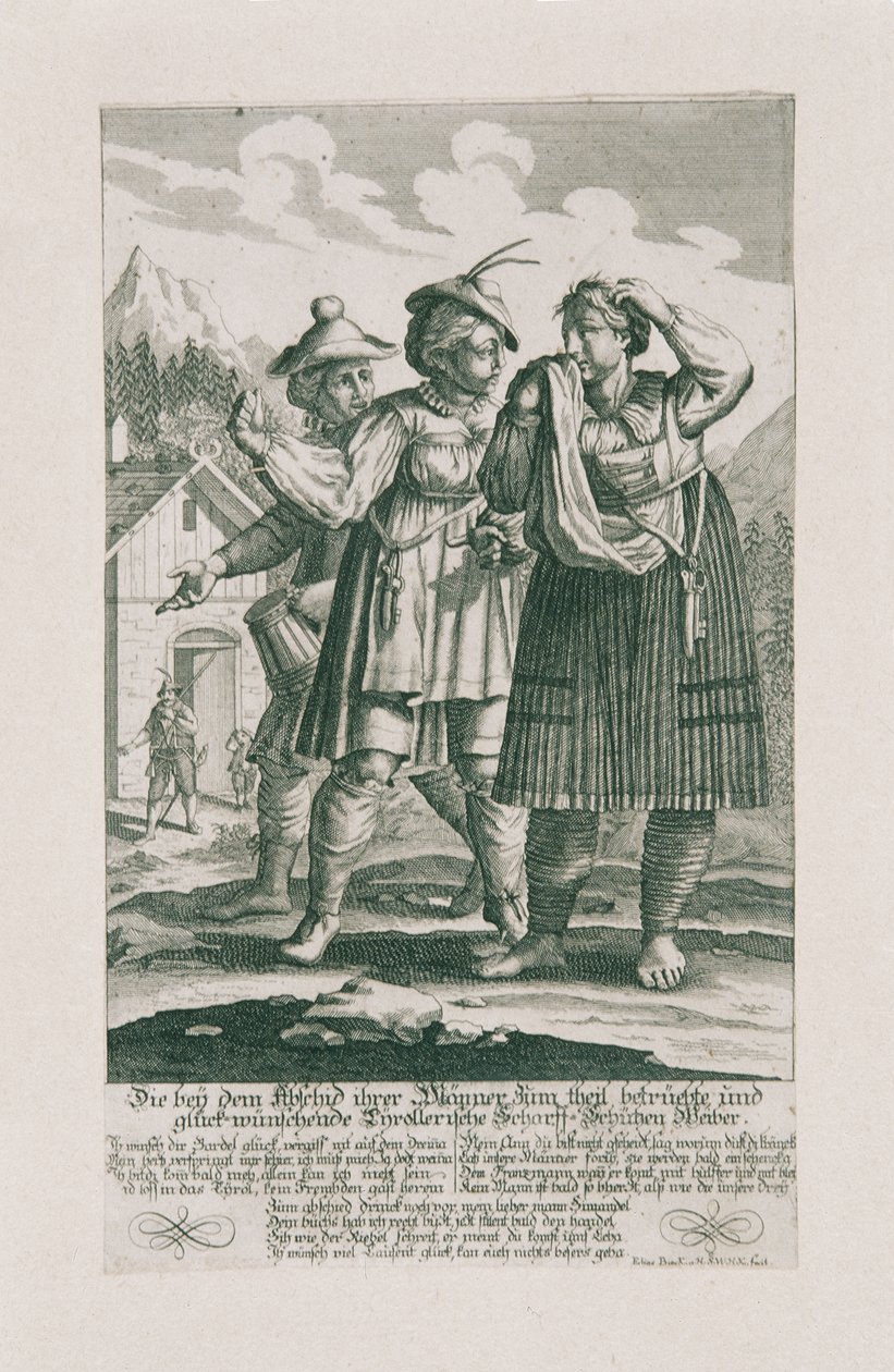 Det tyrolska försvaret 1703: Tyrollerische Scharff-Schützen kvinnor av Elias Baeck
