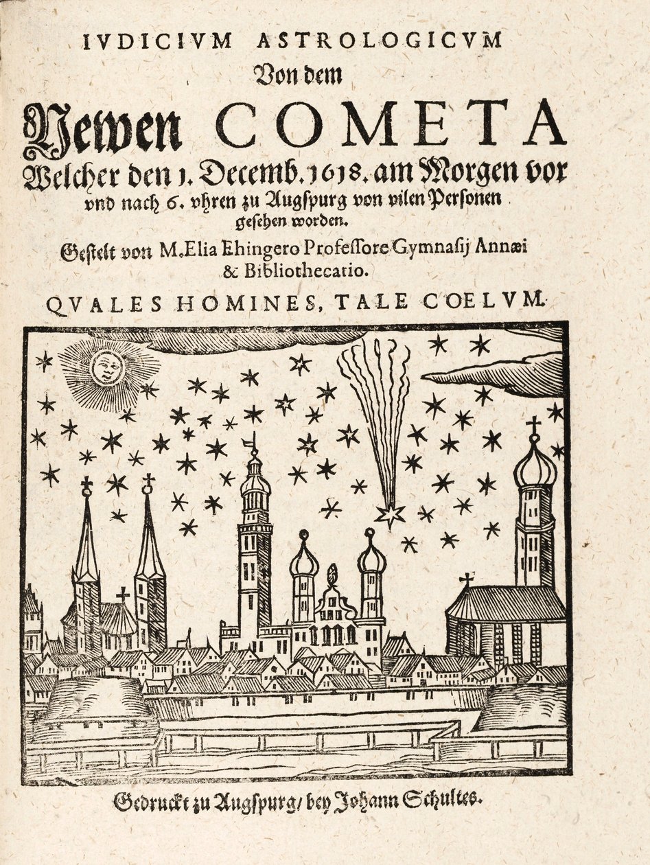 En ny komet sett från Augspurg, Tyskland den 1 december 1618, pub. 1618. av Elias Ehinger 1573 1653.