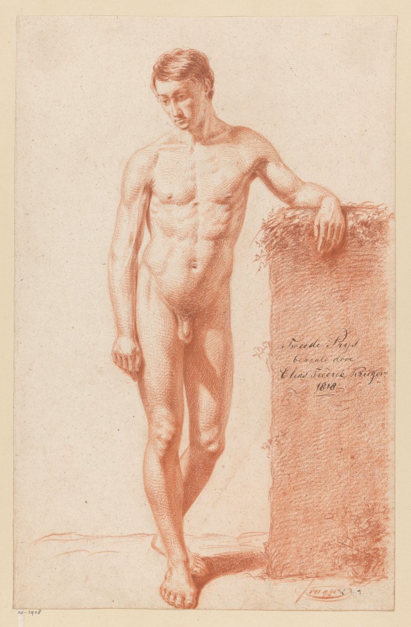 Stående manlig naken, sedd framifrån (2:a pris 1818) av Elias Friedrich Kruger