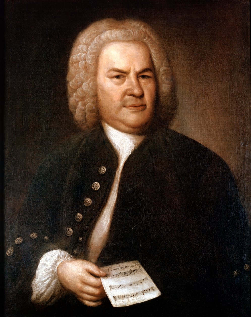 Johann Sebastian Bach 1685-1750, tysk kompositör och organist, 1746. av Elias Gottleib Haussmann