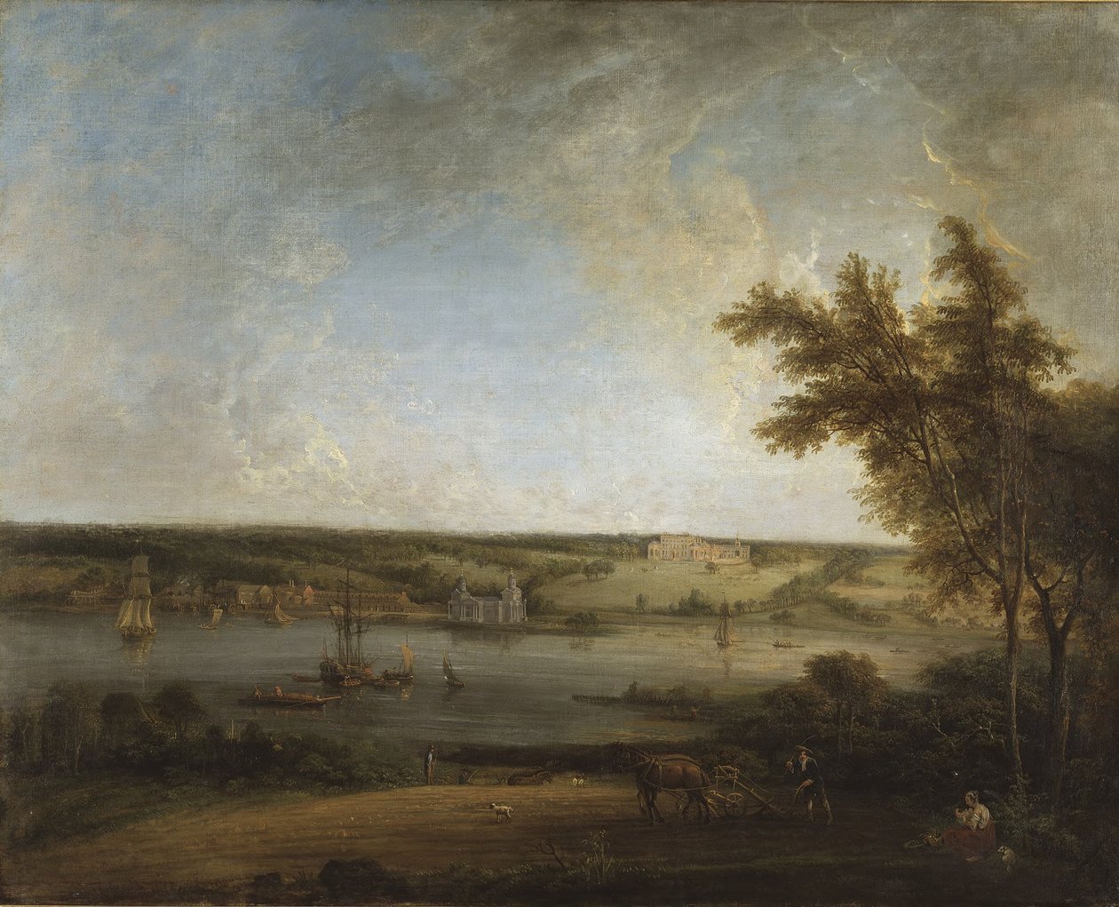 Engelsk landskapsvy från Mistley Hall, Essex av Elias Martin