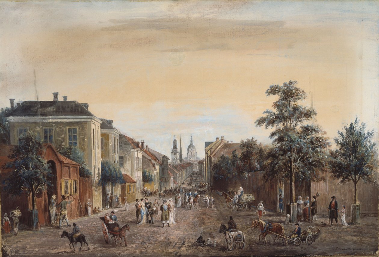 Gata i Stockholm (Drottninggatan) av Elias Martin