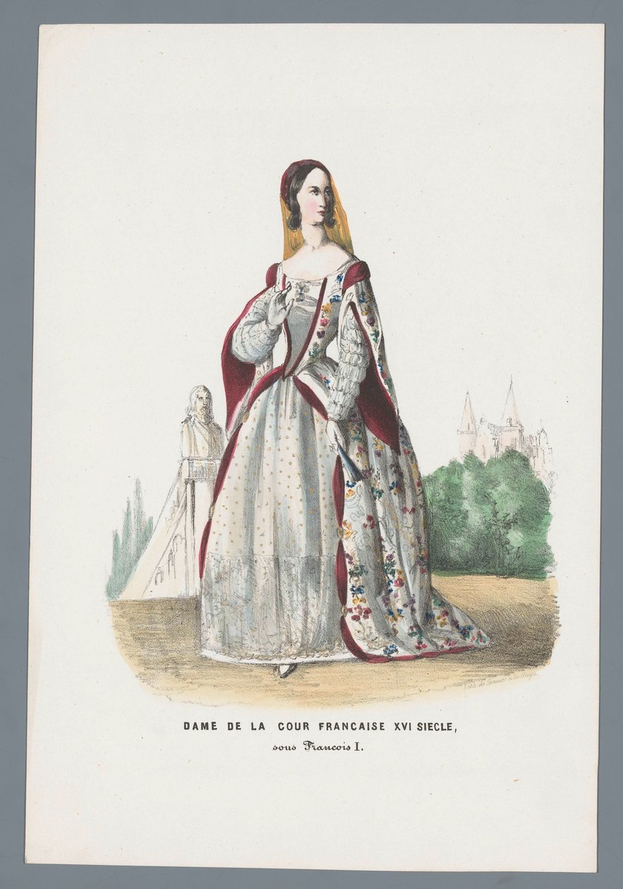 Damen vid det franska hovet XVI-talet, under Francois I (titel på objektet) av Elias Spanier