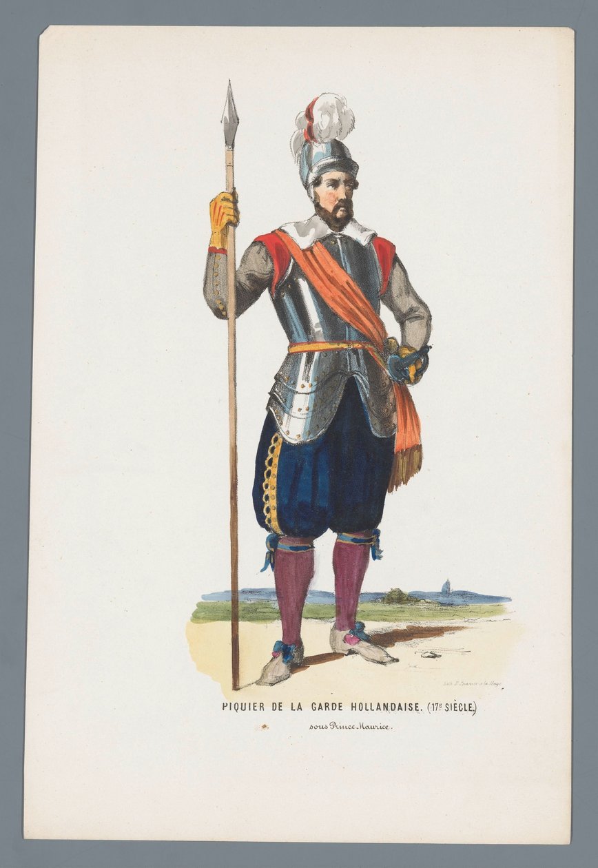 Pikeman från det holländska gardet. (1600-talet.) under prins Maurice (titel på objektet) av Elias Spanier