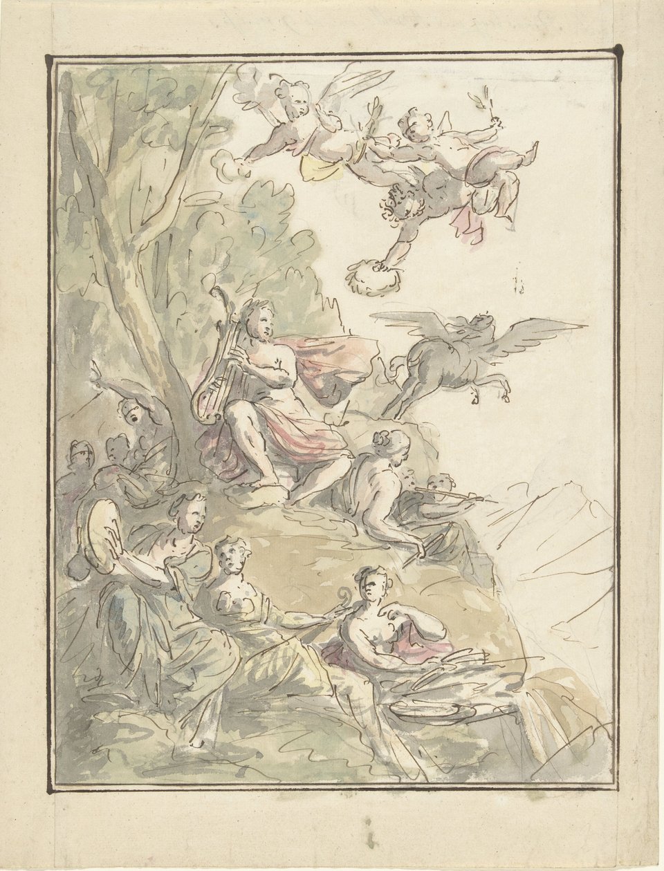 Apollon och muserna på Parnassus av Elias van Nijmegen