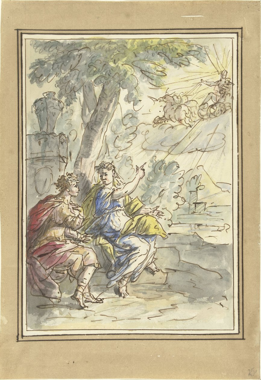 Clymene berättar för sin son Phaeton om sin far Apollo av Elias van Nijmegen