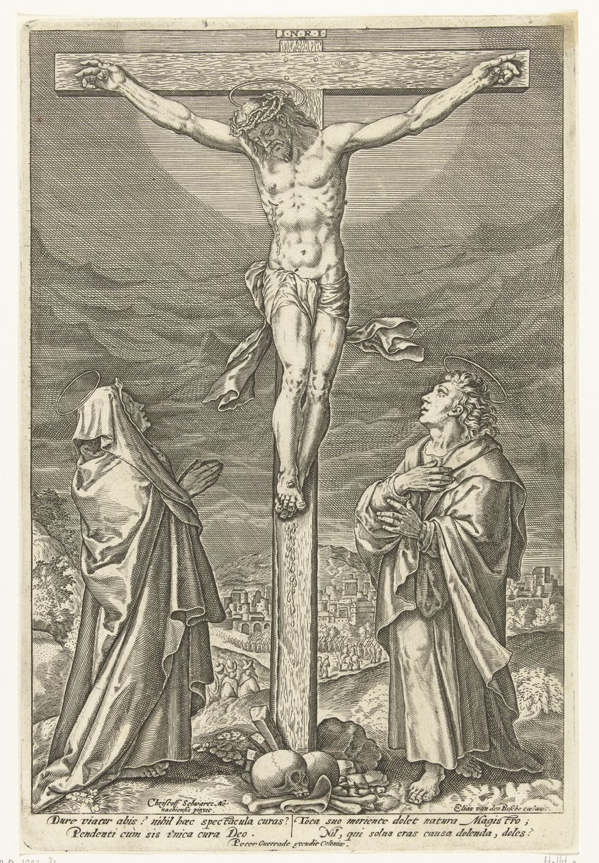 Kristus på korset, med Maria och Johannes Döparen Passion of Christ (serietitel) av Elias van den Bossche