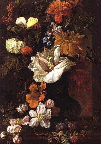 Stilleben av blommor (panel) av Elias van den Broeck