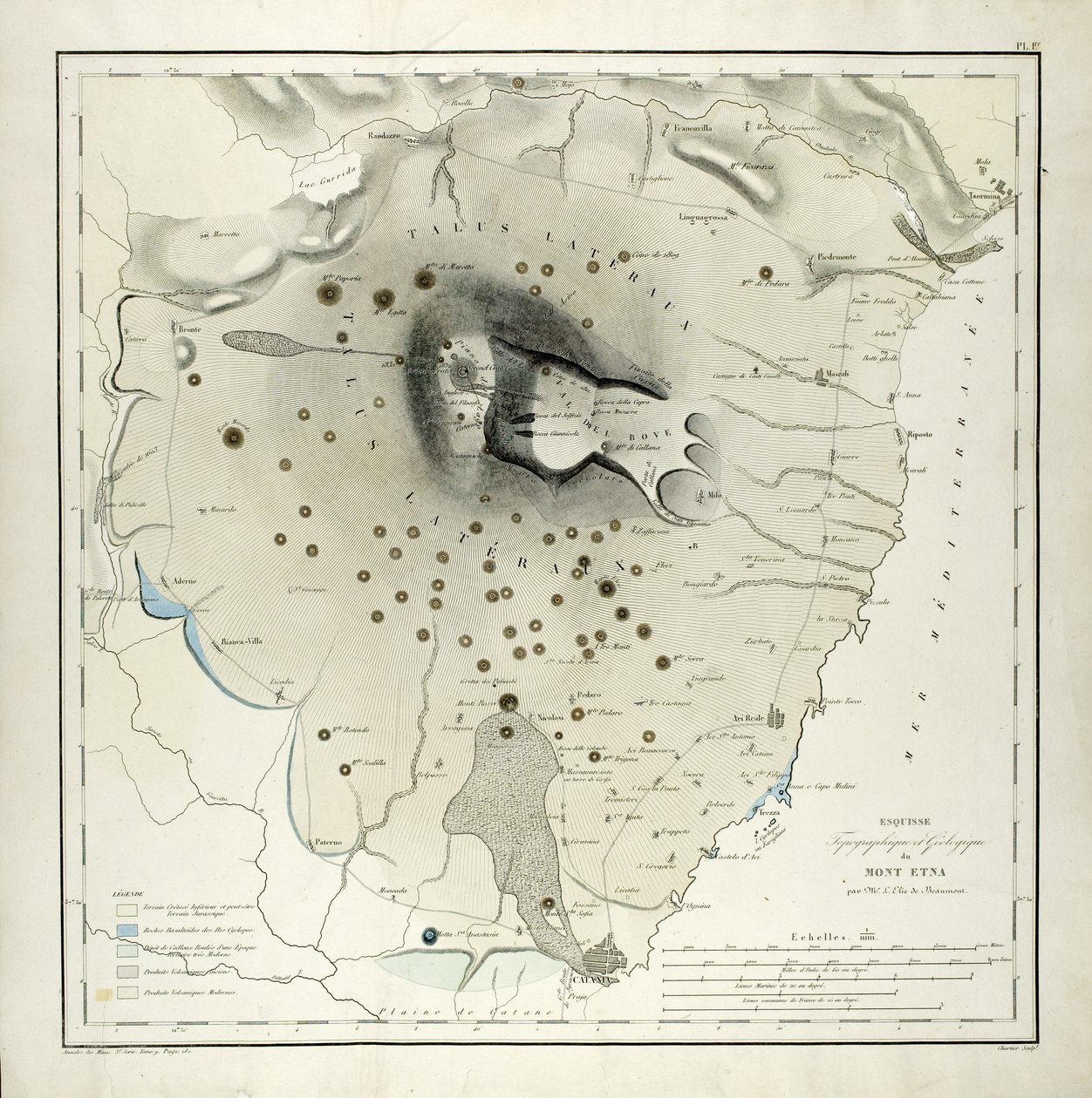 Topografisk och geologisk studie av Etna (akvatint) av Elie de Beaumont