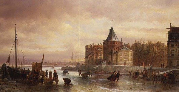Skridskoåkning Scen av Elies Pieter van Bommel
