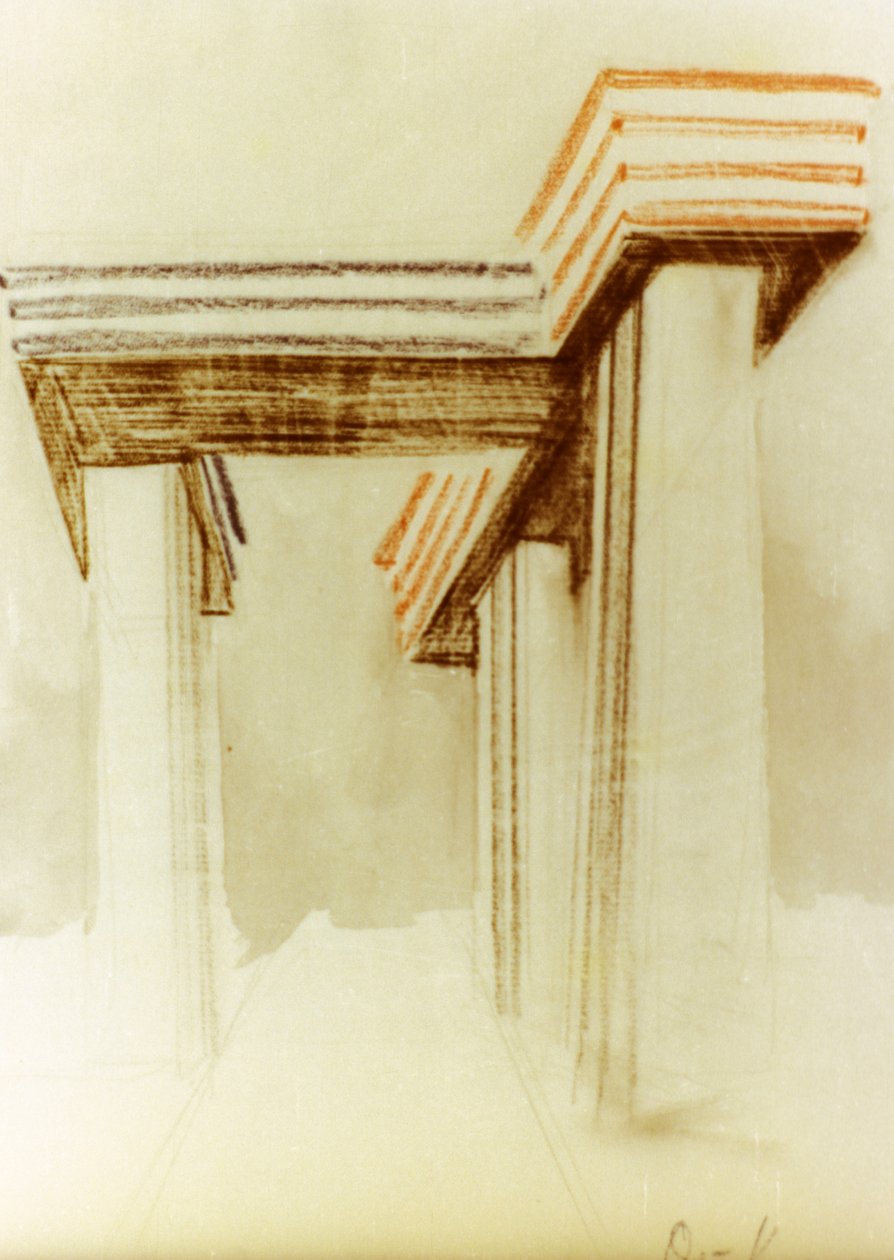 Designritning för den föreslagna wolkenbugel-byggnaden (molnjärn) av el lissitzky (lazar markovich lissitzky) som aldrig byggdes av Eliezer Markowich Lissitzky