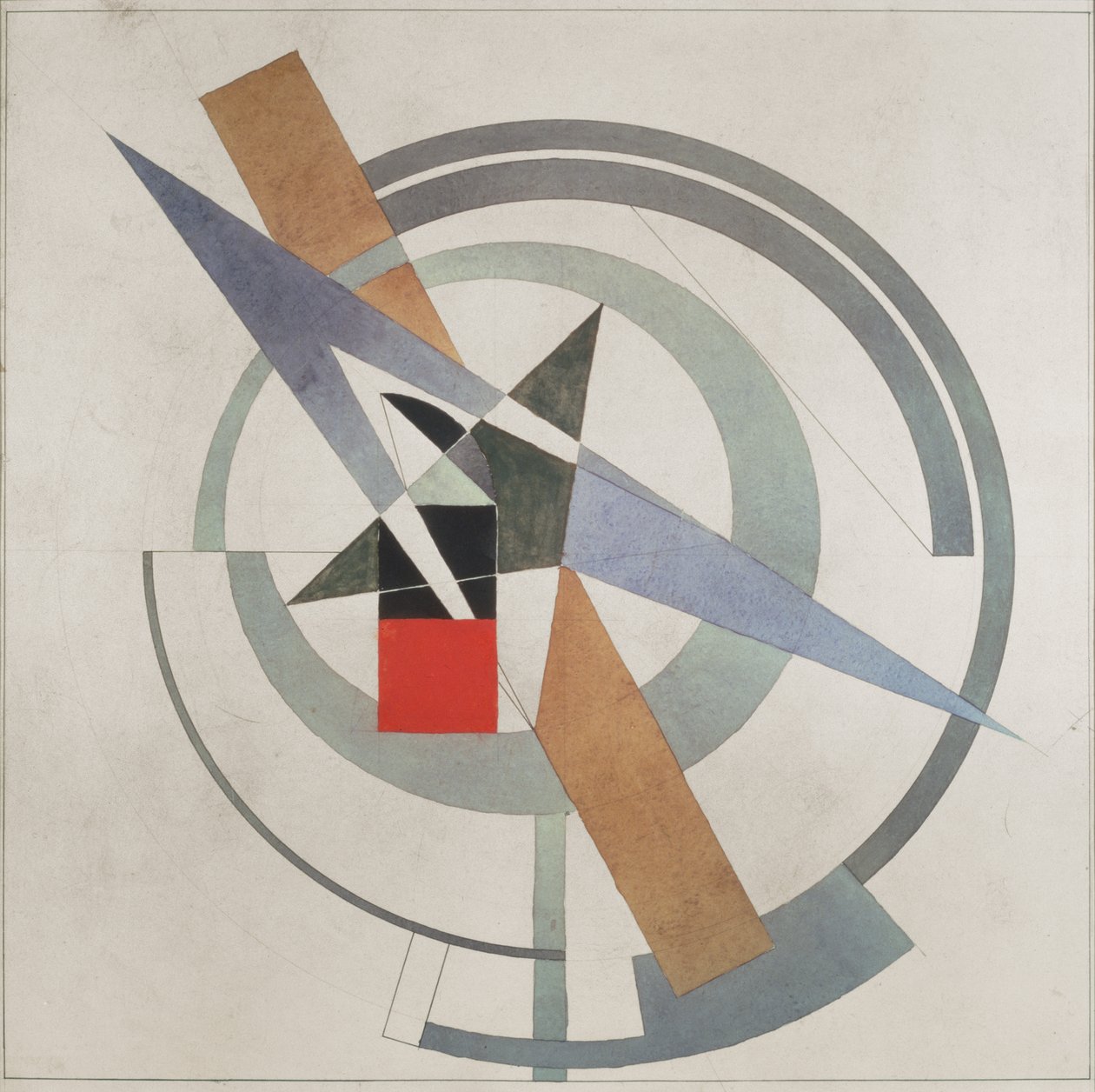 Kil med röd fyrkant (gouache på papper) av Eliezer Markowich Lissitzky