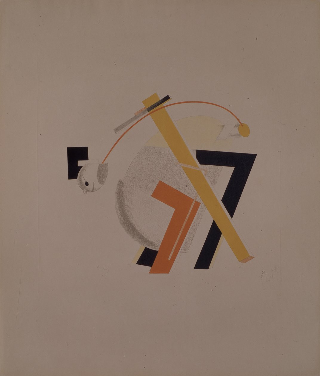 Gammal invånare. Statyett för operan Seger över solen av A. Kruchenykh, 1920-1921 av Eliezer Markowich Lissitzky