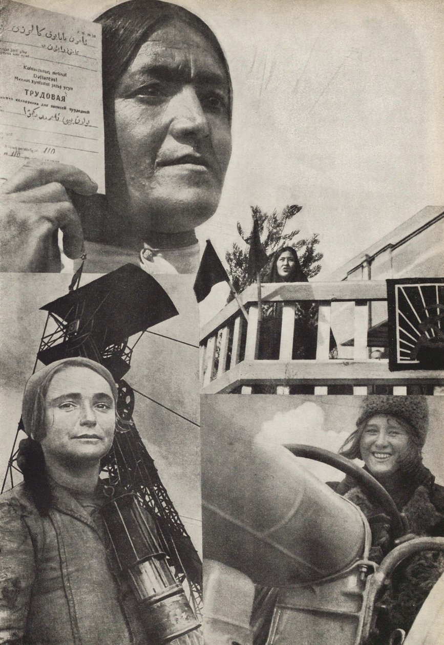 sovjetisk kvinna. Illustration från USSR Builds Socialism, 1933. av Eliezer Markowich Lissitzky